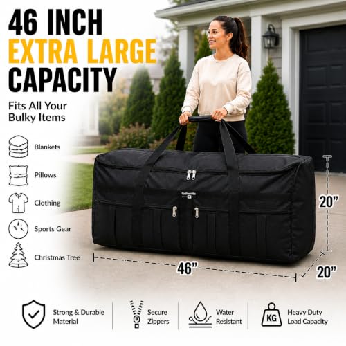 Gothamite 46-inch Rolling Duffle Bag with Wheels, XL Duffle Bag With Rollers, Heavy Duty Oversized Storage Bag - size: 46"