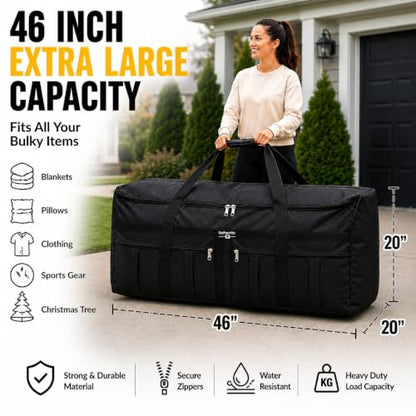 Gothamite 46-inch Rolling Duffle Bag with Wheels, XL Duffle Bag With Rollers, Heavy Duty Oversized Storage Bag - size: 46"