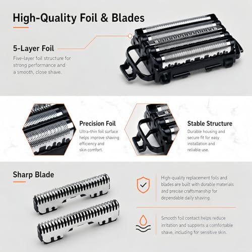 Shaver Replacement Foil，Compatible with Panasonic ARC5 5-Blade Shavers - color: Black Border 1 Pack