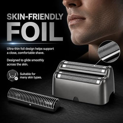 Replacement Double Foil Blade Compatible with BaBylissPRO UV-Double Shaver - color: Grey Double Foil-2 Pack