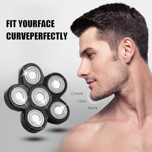 6 Head Shaver Replacement Heads for Many Brands Bald Men's Electric Shaver - color: Black 6 Head/3pcs