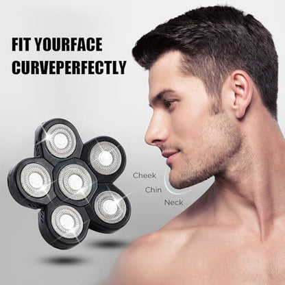 6 Head Shaver Replacement Heads for Many Brands Bald Men's Electric Shaver - color: Black 6 Head/3pcs
