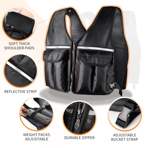Prodigen Adjustable Weighted Vest, 0-10 lb/0-12 lb/0-18 lb Weight Vest for Women and Man with 8 Removable Sandbag and Pocket | Weighted Vest for Walking, Running, Weight Loss, Strength Training - size: 12LB