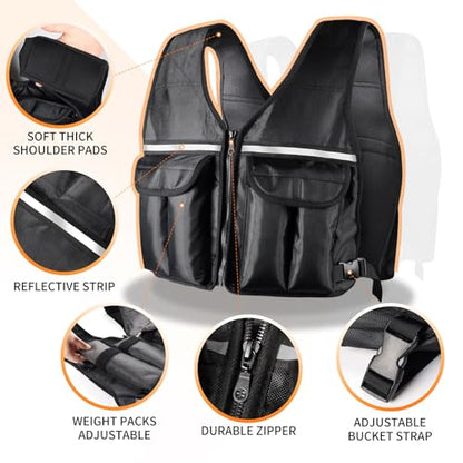Prodigen Adjustable Weighted Vest, 0-10 lb/0-12 lb/0-18 lb Weight Vest for Women and Man with 8 Removable Sandbag and Pocket | Weighted Vest for Walking, Running, Weight Loss, Strength Training - size: 12LB