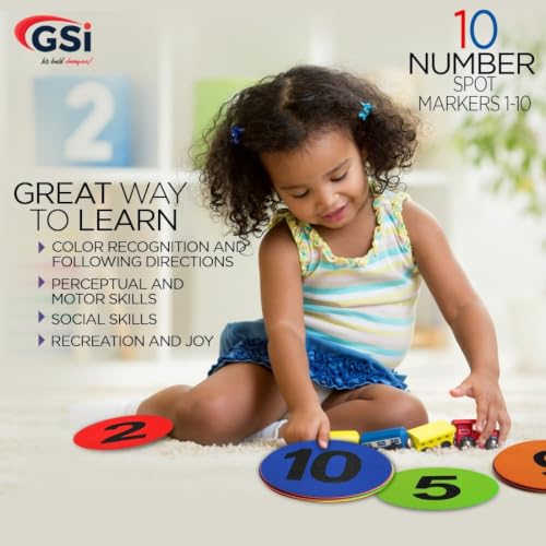 GSi Non-Slip Floor Spot Markers for Sports, Therapy & Classroom - size: 6.⁠ ⁠Number
