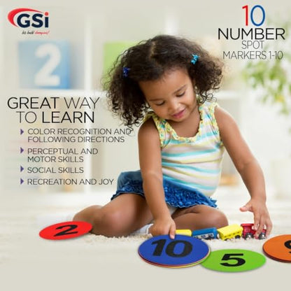 GSi Non-Slip Floor Spot Markers for Sports, Therapy & Classroom - size: 6.⁠ ⁠Number