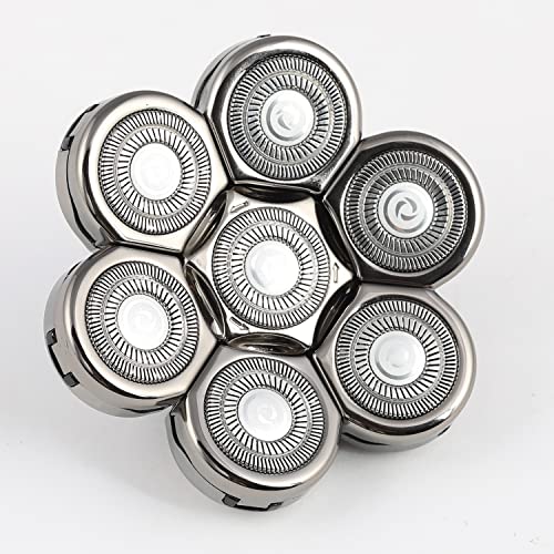 7 Blades Head Men's Electric Shaver Replacement Heads Floating Washable Shaver Replacement Blades for Bald Men (Silvery) - color: Silver2