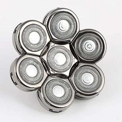 7 Blades Head Men's Electric Shaver Replacement Heads Floating Washable Shaver Replacement Blades for Bald Men (Silvery) - color: Silver2