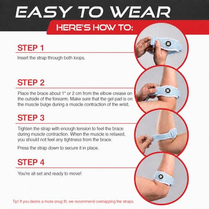 Sleeve Stars Tennis Elbow Brace for Men & Women, 9"-23" (Single/Light Blue) - color: Light Blue