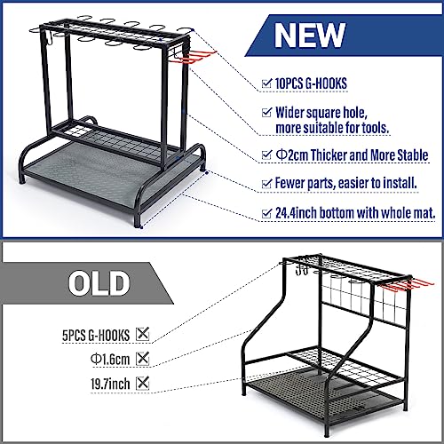 Garden Tool Organizer, Yard Tools Rack Holds 55 Long-Handled Tools/Rakes/Brooms for Garage Organization and Storage, Shed, Outdoor, Lawn, Heavy-Duty Steel, Black, Easy Assembly - size: Yard Tool Storage