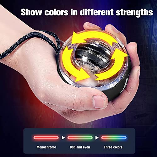 JIN BD Auto Start Wrist Ball，Gyro Ball Trainer，Wrist Exerciser，Gyroscopic - color: Black (No Light)