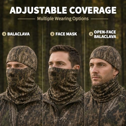 Lightweight Hunting Balaclava Camo Face Mask with Mesh Panel - color: Bark Ridge