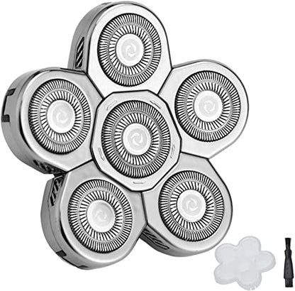 6 Blades Shaver Replacement Heads Electric Razor Blade Replacement Blades for Bald Men Shaver Replacement Blade with Blade Cover (Silver) - color: Silver