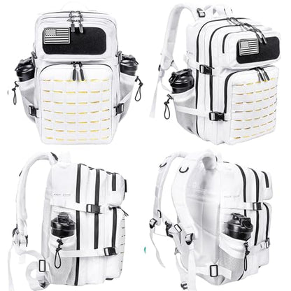 LHI Tactical Military Backpack for Men 25L/45L Large Molle Army Assault Pack 3 Day Hiking Rucksack With Bottle Holder - color: Silver White, size: 45L