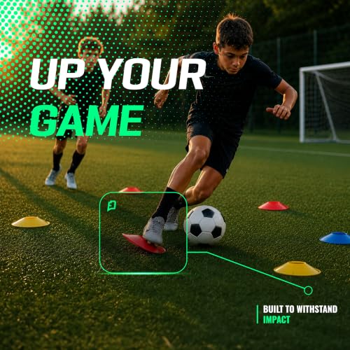 Agility Training Cones 25 Pack, Soccer Disc Cones with Holder, 5-Color Sports Cones for Speed - style: 50 Pack