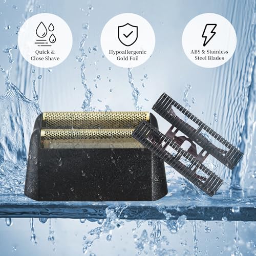 1 Pack Professional 5-Star Series Finale Shaver Replacement Foil & Shaving Bar Assembly Compatible with Wahl Shaver Models 7031-100,7043-100 Ultra Close Shaving Replacement Cartridges, Gold (Black)