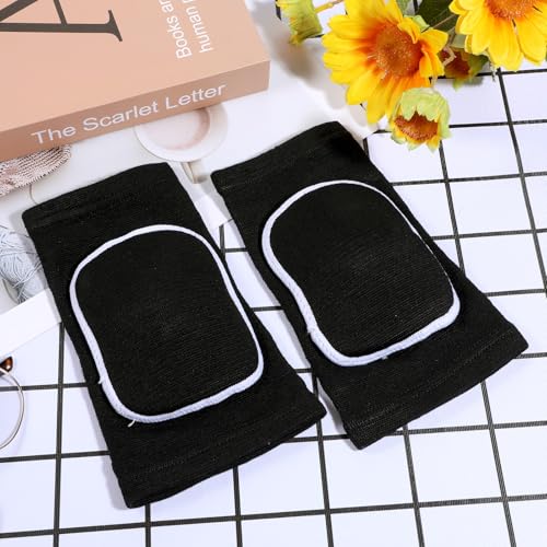 1 Pair Elbow Pads with Thicken Sponge Pad, Black Breathable Protective Volleyball Elbow Pads Fitness Arm Knee Protector Volleyball Sponge Support for Kids Men Women Elderly