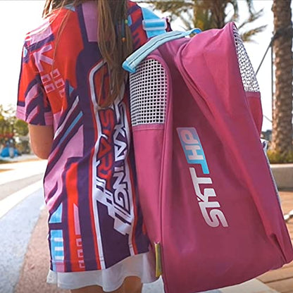 Roller Skate Bag with Adjustable Shoulder Strap for Kids and Adults to Hold Inline Skates and Knee Pads - color: Pink