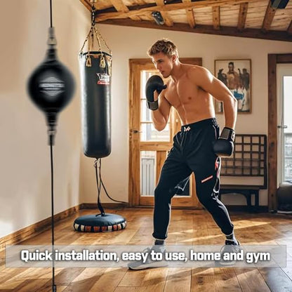 Double End Bag, (Classic Style Upgraded),Improve Reaction Speed, Boxing Equipment, Durable, Double End Punching Bags, Home Gym, Floor to Ceiling, for Boxing (Shipped from the U.S) - color: Black