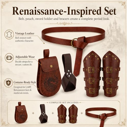 Renaissance Belt Pouch, Viking Bracer & Sword Sheath, Sword Holder Belt