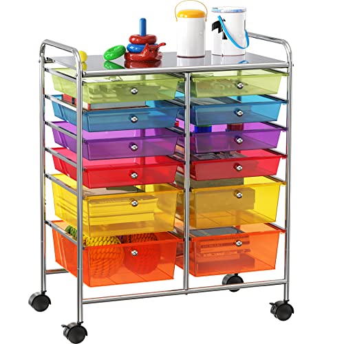 Simple Houseware 12 Drawers Rolling Utility Cart Organizer, Multicolor - color: Multicolor, size: 12 Drawers