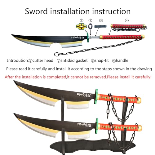 SV Anime Demon Sword Katana 41 Inch Decorative Collectible Gift Cosplay Sword,Various Styles Available - size: 30.9 in-Pack of 2 Uzui Tengen