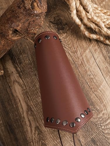 HAQUIL Mens Leather Arm Guards Viking Medieval Adjustable Leather Buckle Wrist Bracers for LARP Role Plays (1 piece)