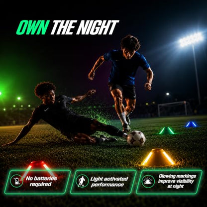 Agility Training Cones 25 Pack, Soccer Disc Cones with Holder, 5-Color Sports Cones for Speed - style: 50 Pack - Glowing