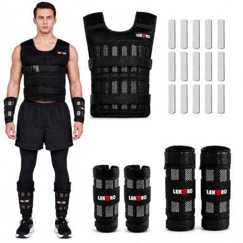44LB Weighted Vest Set with Steel Plates for Strength, No-Bounce Fit - size: 22LB Weighted Vest Set