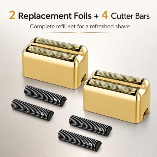 Replacement Heads Foil & Cutters Compatible with BaBylissPRO FXFS2 Shaver - color: 2 gold