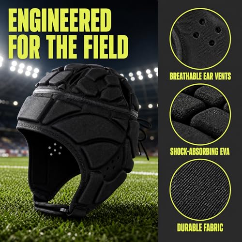 ZENFUN Rugby Helmet Shell, Soft Padded Headgear for Soccer, Protective Football Headguards for Youth, Scrum Cap for Kids, Medium/Large/Extra Large Size - size: Large