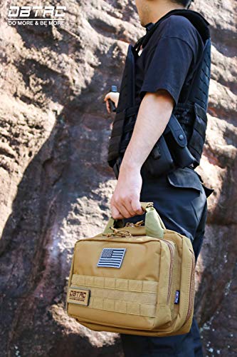 DBTAC Gun Case Bag XS | Tactical 1~2 Pistol Bag Firearm Shooting Case with Lockable Zipper for Shooting Range Outdoor Hunting | US Flag Patch + Universal Holster Included - color: Brown