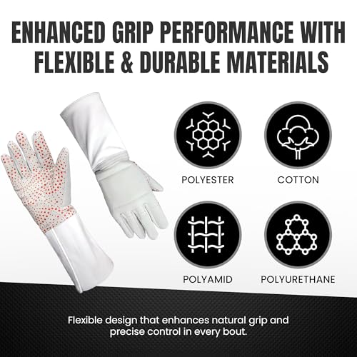 Fencing Glove, 3-Weapon Washable, Pro-Grip Silicone Design, Foil Epee and Saber, Competition Approved - size: 10.5