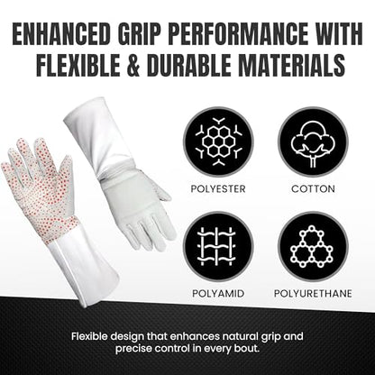 Fencing Glove, 3-Weapon Washable, Pro-Grip Silicone Design, Foil Epee and Saber, Competition Approved - size: 8.5