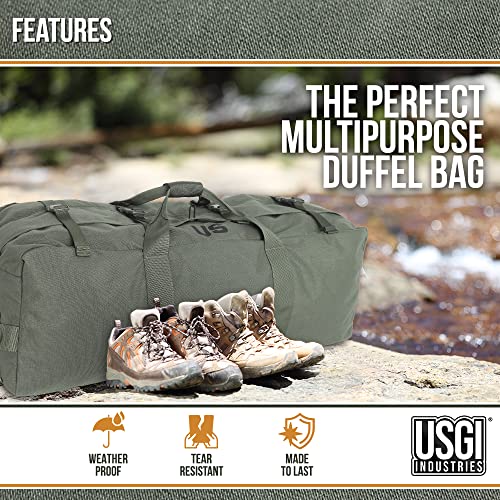 USGI Industries Military Style Deployment Duffel Bag for Camping, Hiking & Travel - color: Sage