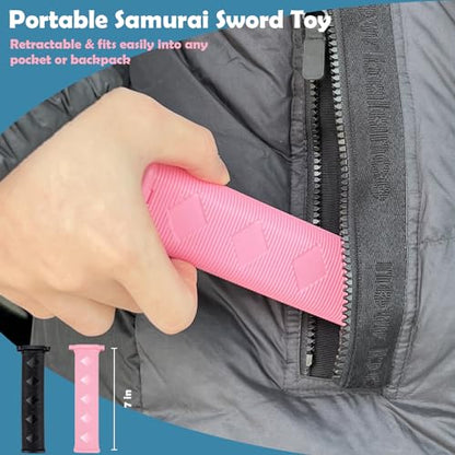 2PCS Plastic 3D Printed Gravity Retractable Samurai Sword Model Toys