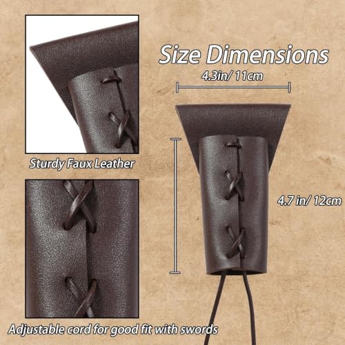 Medieval Belt with Sword Sheath, Leather Viking Belt and Frog Sword Scabbard Set, Renaissance Pirate Holster - color: Brown a