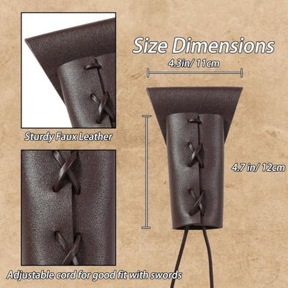 Medieval Belt with Sword Sheath, Leather Viking Belt and Frog Sword Scabbard Set, Renaissance Pirate Holster - color: Brown a