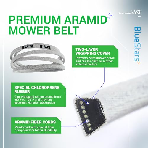 BlueStars 110-6892 Lawn Mower Deck Belt V-Belt | Aramid Cord | 1/2 x 140.4 - size: 110-6892, style: Aramid Cord