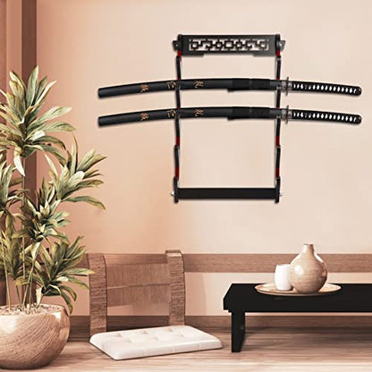 Sword Holder Stand Wall Mount Velvet Padded Samurai Sword Stand Display Wall Hanger Sword Rack Japanese Wakizashi Hobby Collection for Men (5-Tier) - size: 5-Tier