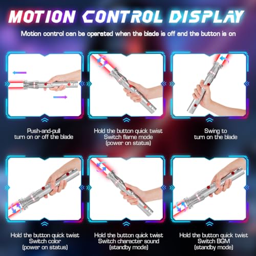 Light Saber, Heavy Dueling Light Sabers 2 Pack, 12 RGB Colors 16 Sound Fonts with Metal Hilt Double-Bladed Light Saber Smooth Swing Motion Control 2 in 1 Light Sabers for Adults