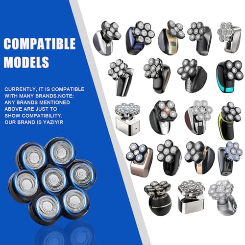 7-Blade Replacement Shaver Heads for Bald Head & Face,3-Pack - color: Black 7 Head/3pcs