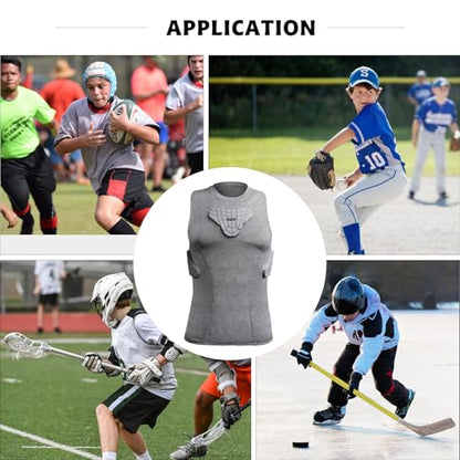 Youth Padded Compression Shirt Vest Rib Chest Protector Football Baseball - color: Padded Vest Gray, size: X-Large