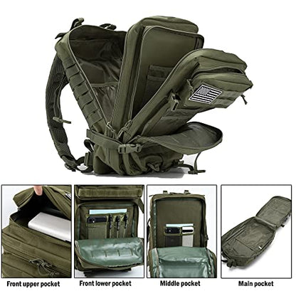 QT&QY 45L Military Tactical Backpacks Molle Army Assault Pack 3 Day Bug Out Bag Hiking Treeking Rucksack… - color: 0.1 Green
