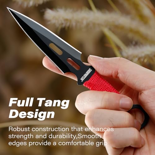 Dispatch 12-Piece 6.5" Throwing Knife Set, Stainless Steel Well-Balanced Throwers with Paracord Handle, Includes Nylon Storage Case for Outdoor Recreation & Competition - style: Red Throwing Knives Set of 12