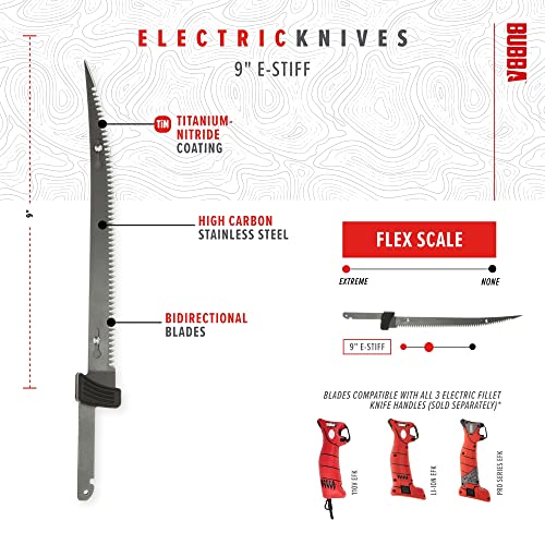 BUBBA E-STIFF Electric Fillet Blade with Ti-Nitride Coated Hollow Stainless Steel Non-Stick Reciprocating Construction for Fishing and Outdoors - style: 9 Inch