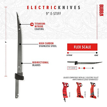 BUBBA E-STIFF Electric Fillet Blade with Ti-Nitride Coated Hollow Stainless Steel Non-Stick Reciprocating Construction for Fishing and Outdoors - style: 9 Inch