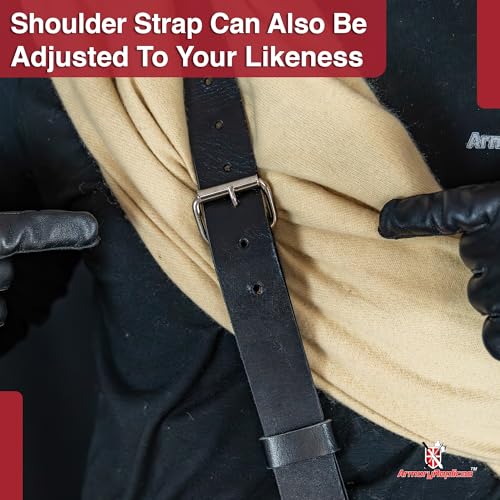 Armory Replicas Handcrafted Rigid Nature Right-Handed Leather Rapier Sword Frog Belt with Adjustable Fit - color: Black
