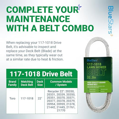 BlueStars 117-1018 Drive Belt | Aramid Cord | 3/8" x 32.3" - size: 117-1018, style: Aramid Cord
