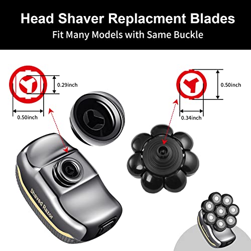 Head Shaver Replacement Heads, Replacement Blades for Bald Men, Stainless Steel 7D Rotary Blades for Electric Head Razor, Black - color: Black8